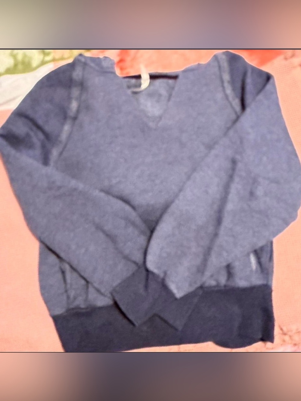 FP Movement by Free People Two-Tone Navy V-Notch Pullover